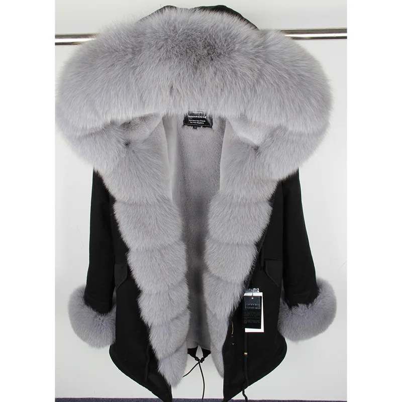 2022 Natural Real Fox Fur Jacke Coat Real Fox Fur Collar Cuff Hooded Coat Short Parka Long Camouflage winter jacket