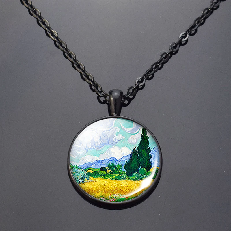 Ван Гог классическая картина маслом искусство кулон ожерелье стекло кабошон