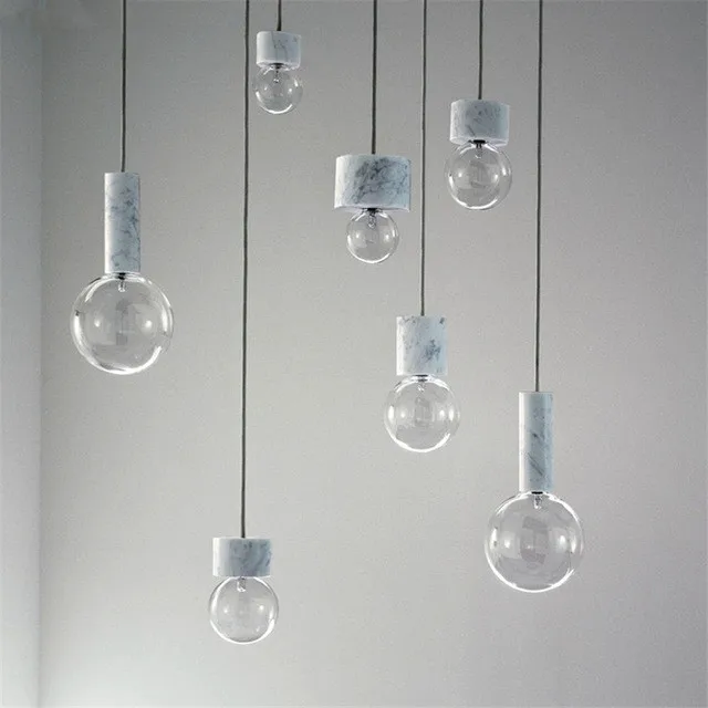 Фото Стиль Пост Модерн Мрамор стеклянные шаровые подвесные светильники Обеденная