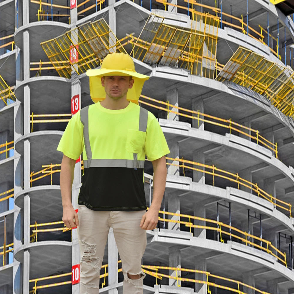 AYKRM Рабочая Футболка с высокой видимостью светоотражающие безопасные летние