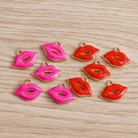 10pcs 1712mm enamel sexy red lips charms pendants for necklaces keychains diy charms handmade crafts jewelry accessories making