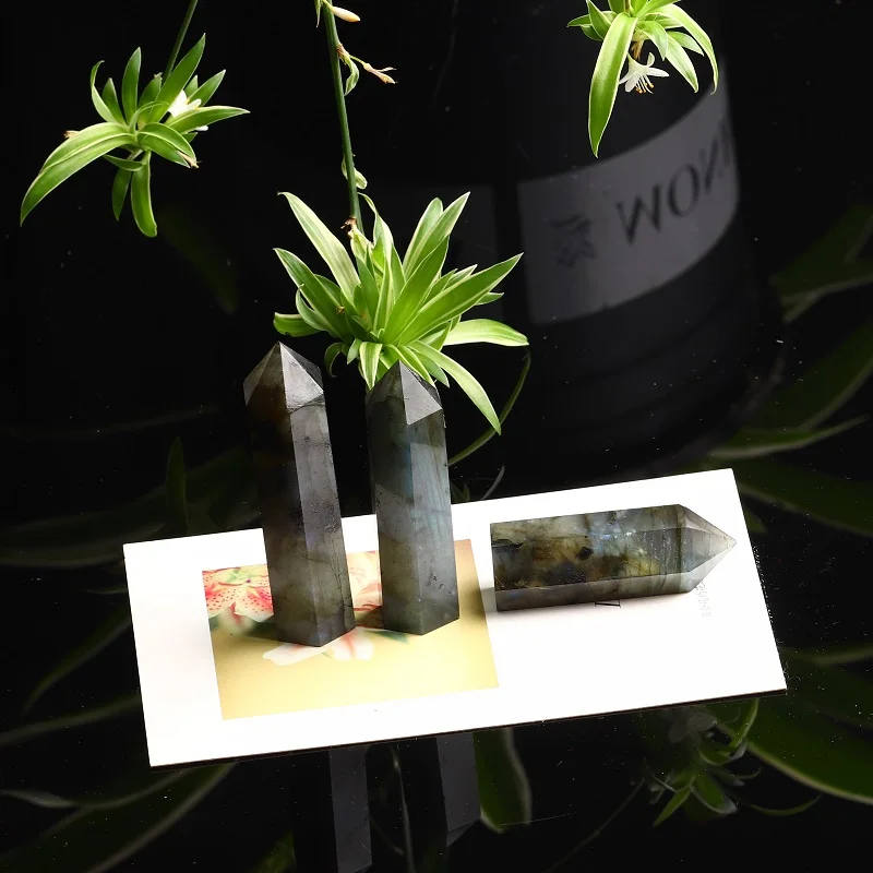 1 шт. натуральный кристалл лабрадорит шестиугольник бар КРИСТАЛЛ ТОЧКА