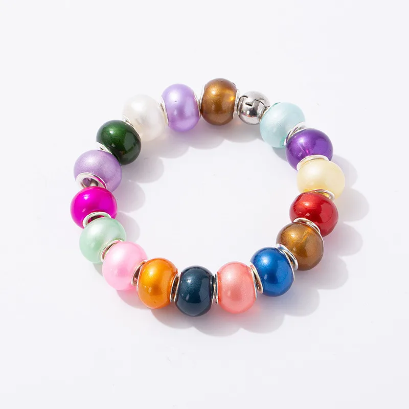 

10Pcs Color Big Hole Round Loose Pearl Shape European Beads Glass Spacer Fit Snake Chain Bracelet Necklace for Jewelry Making