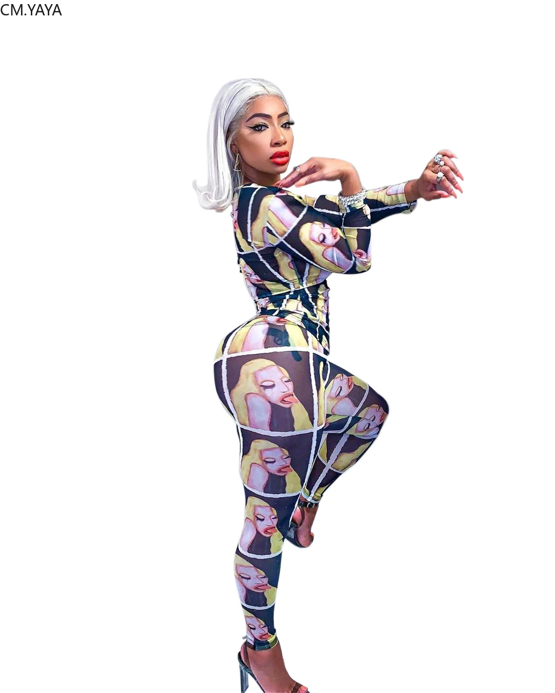 Новинка 2019 года женская одежда с круглым вырезом и длинными рукавами сетчатый