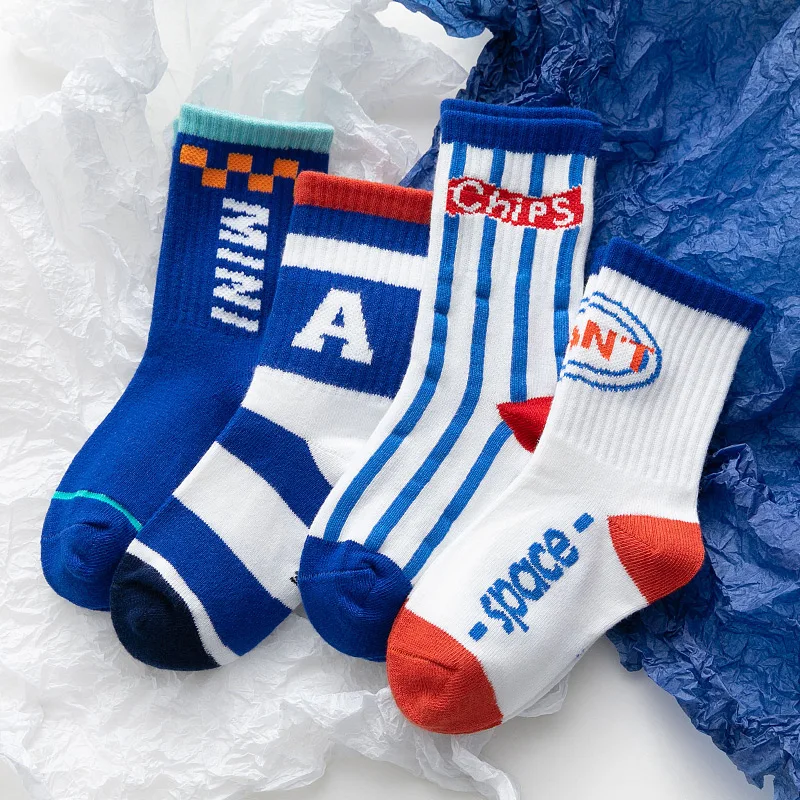 

Children Baby Socks Fashion Cartoon Tide Spring Autumn Ankle Comfortable Breathable Cotton Boy And Girl Sports Socks 4 Pairs