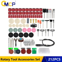 cmcp 212pcs power tool accessories kit sanding bands wood metal cutting disc polish wire brush mini saw blade drill bit