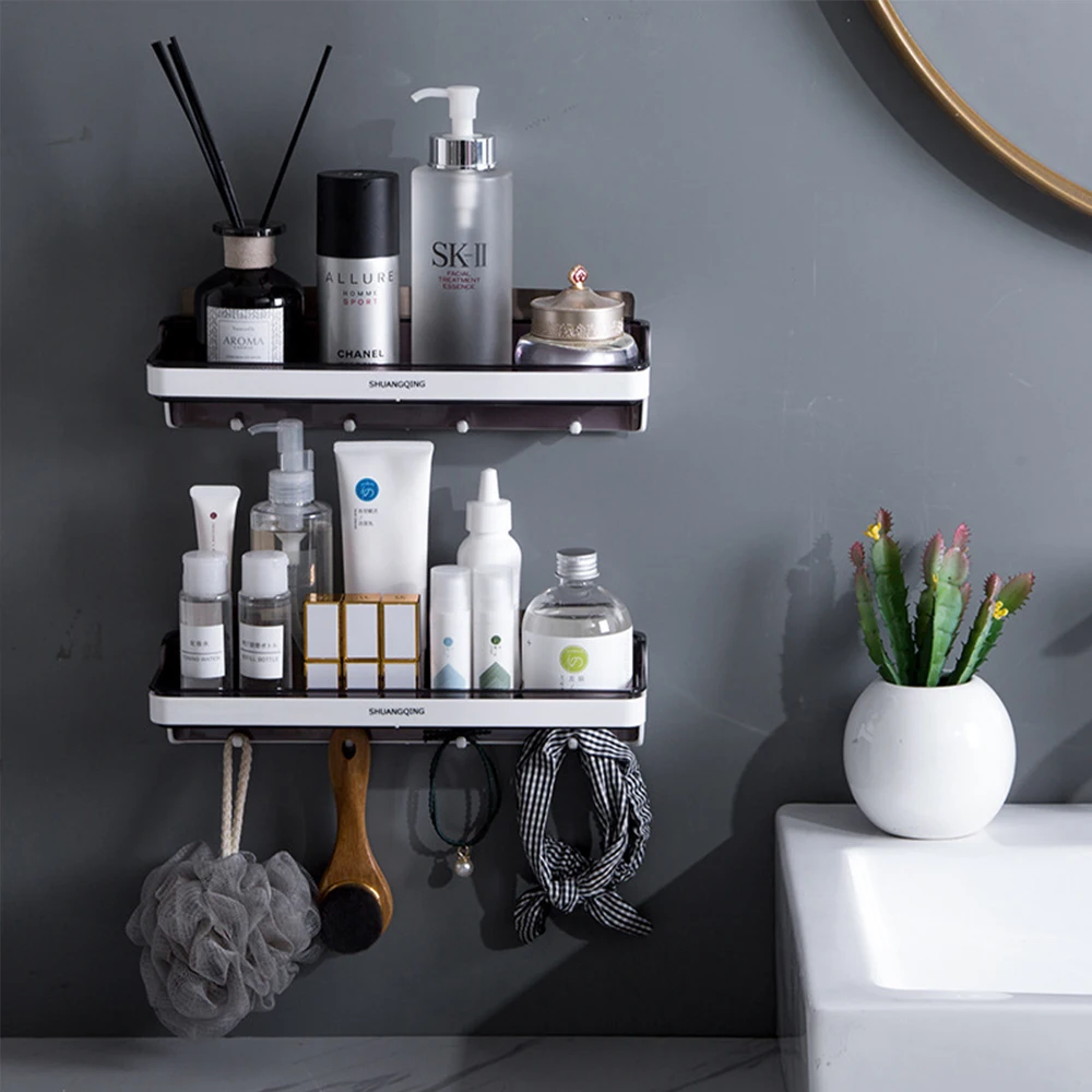 

Shower Shelf for Bathroom Organizers With Hooks Shower Storage Shelves Bath Organizer Wall Mount Shampoo Storage Bathroom Holder