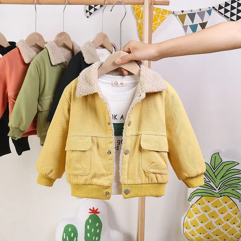 

Baby Fashion Jacket 2021 Autumn Winter Wear New Korean Version Of The Boys Girls Casual Handsome Jacket Infant Plus Velvet Coat