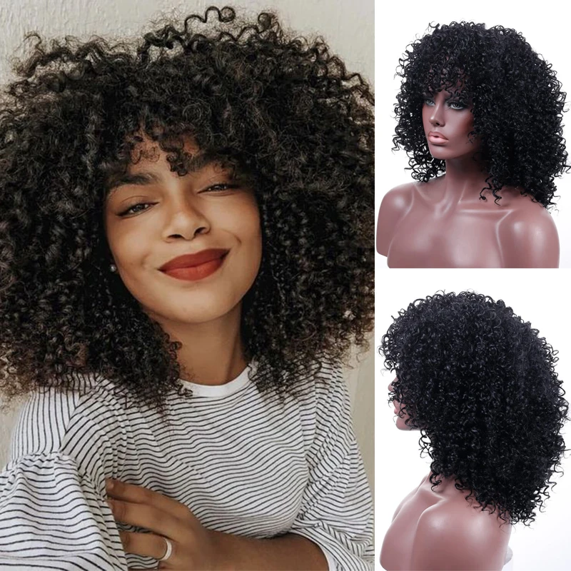 AILIADE женские африканские черные красные волосы вьющиеся синтетический парик