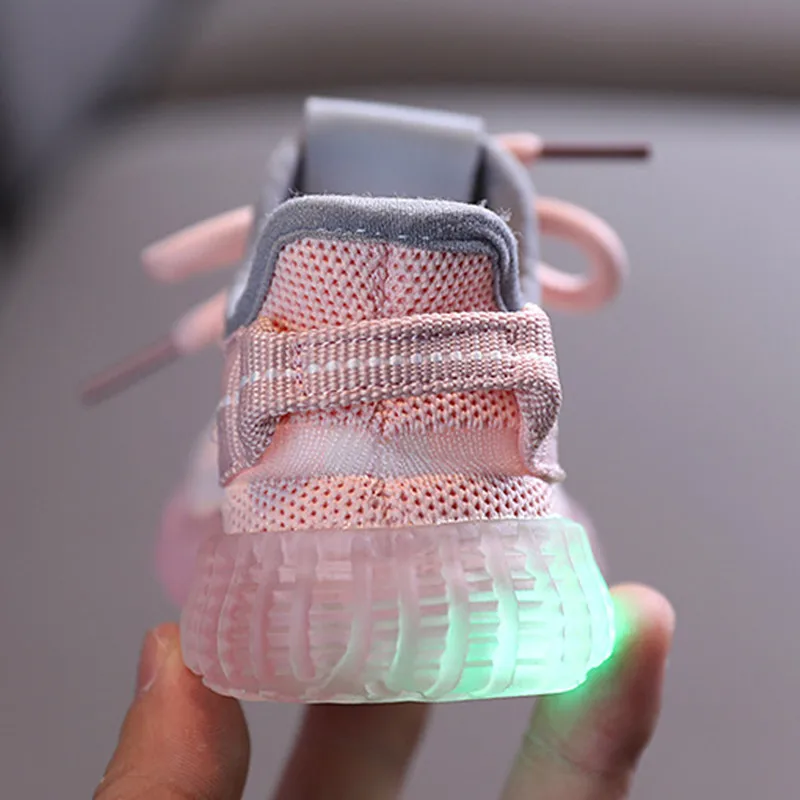 

DIMI Baby Light Up Shoes Breathable Knitting Baby Toddler Shoes Non-slip Transparent Soft Bottom Infant Sneakers for Girl Boy