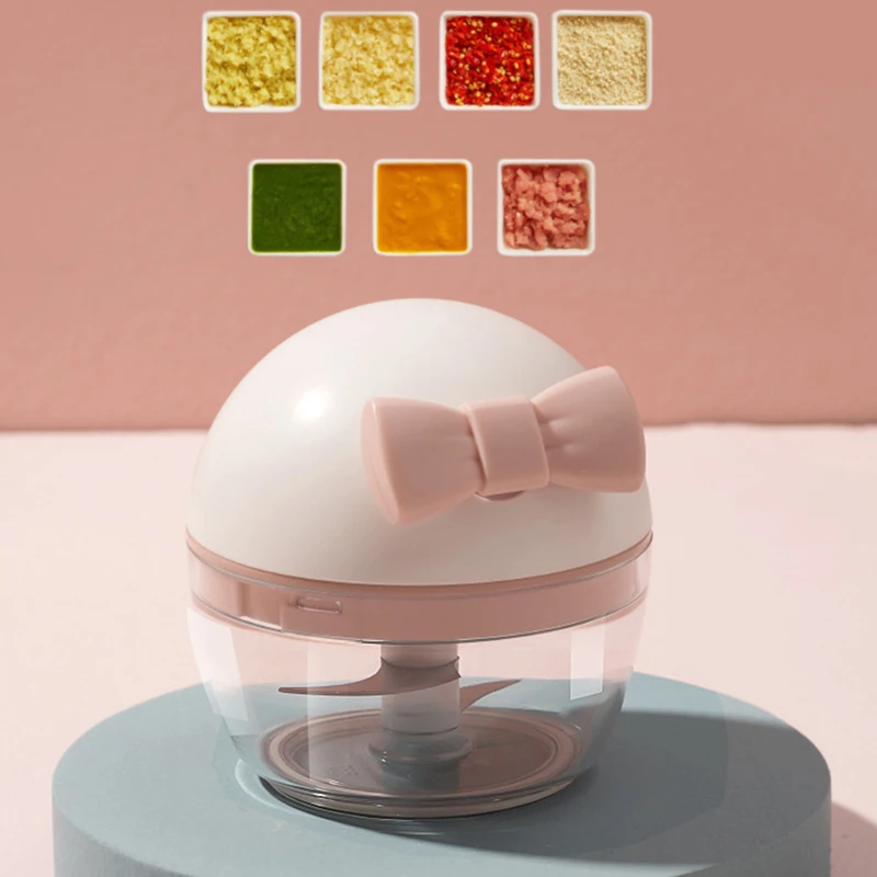 

Mini Manual Ginger Vegetable Crusher Garlic Food Chopper Pull to Chop Food Detachable Flesh Blender Processor 130ml Bjstore