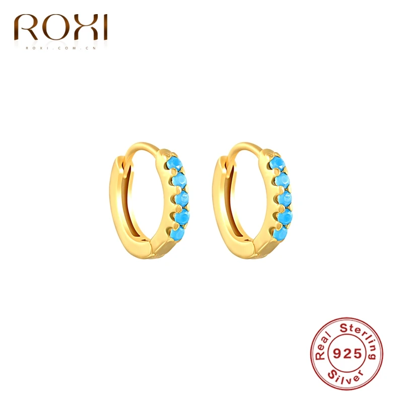 Круглые серьги ROXI с кристаллом роскошные однорядные серьги-гвоздики из