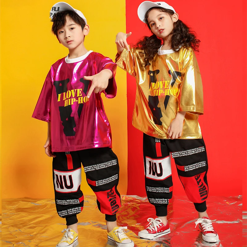 

2019 Girls Jazz Costume Kids Hiphop Clothes School Boys Girls Steet Stage Clothes Performance Costume Kids Hip Hop Set BL2027
