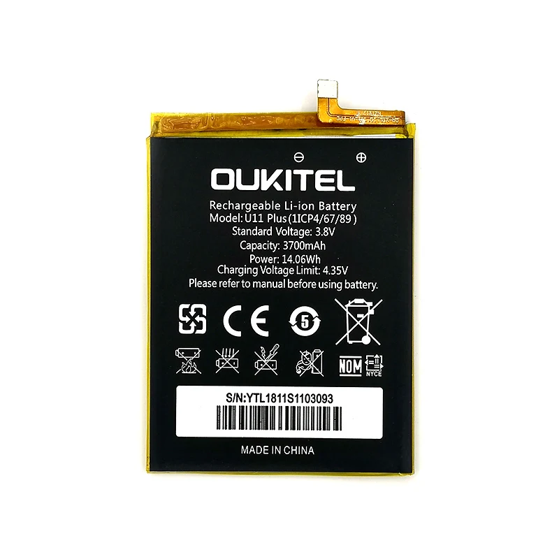 100% оригинал 3700 мАч U11 плюс батарея для Oukitel Plus телефон высокое качество +