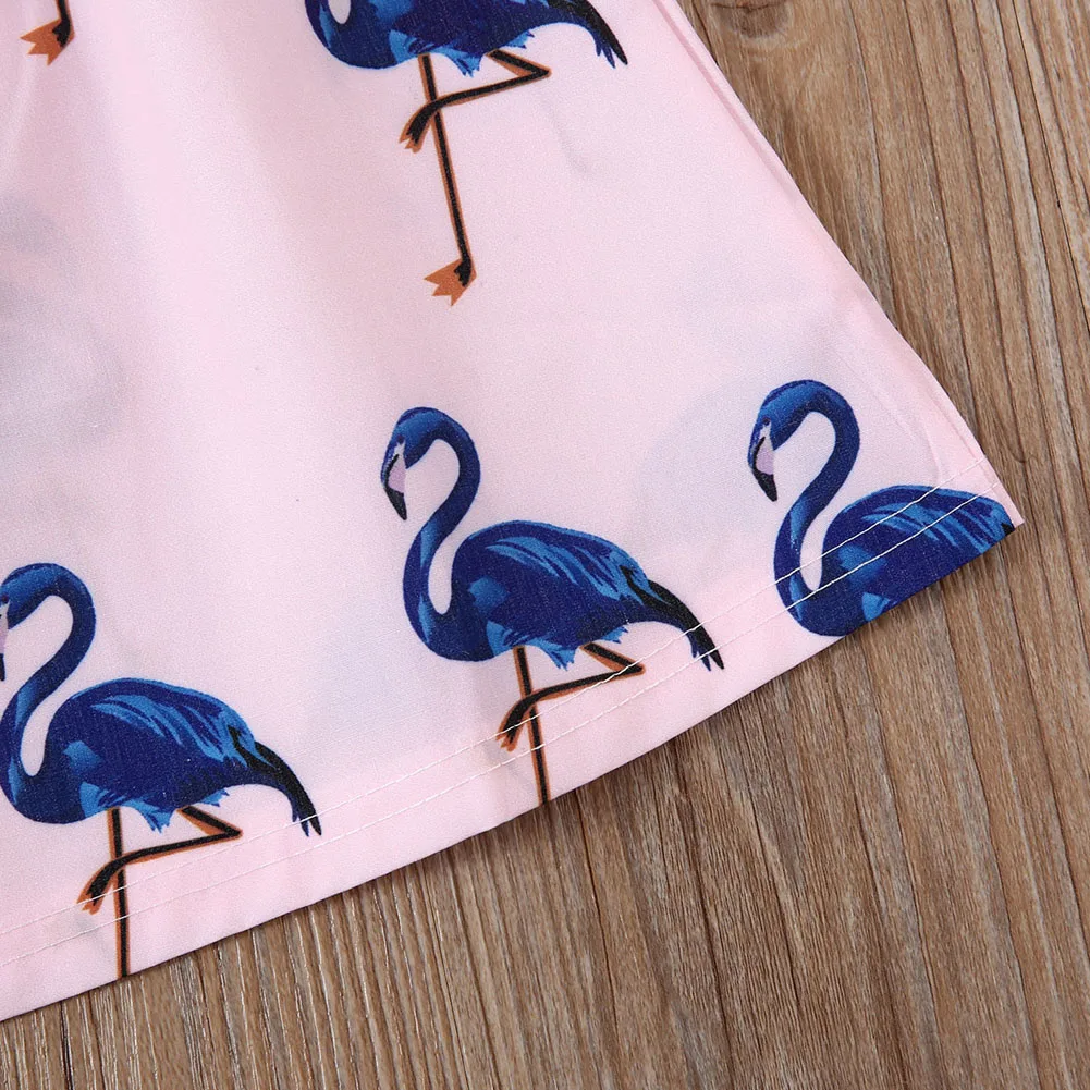 2020 Детская летняя одежда для новорожденных детей вечерние платья с фламинго