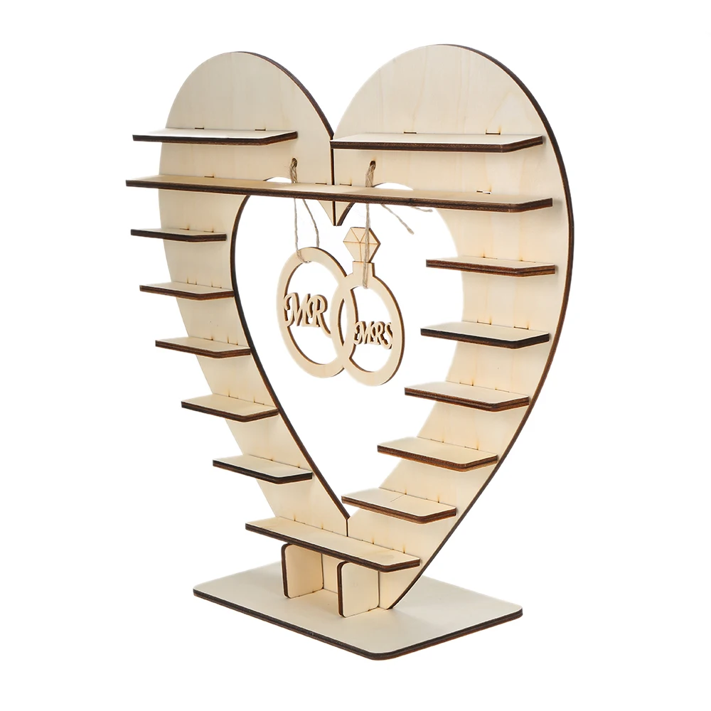 Горячие деревянные Mr & Mrs знак сердца Свадебный шоколадный стенд дисплей Конфеты