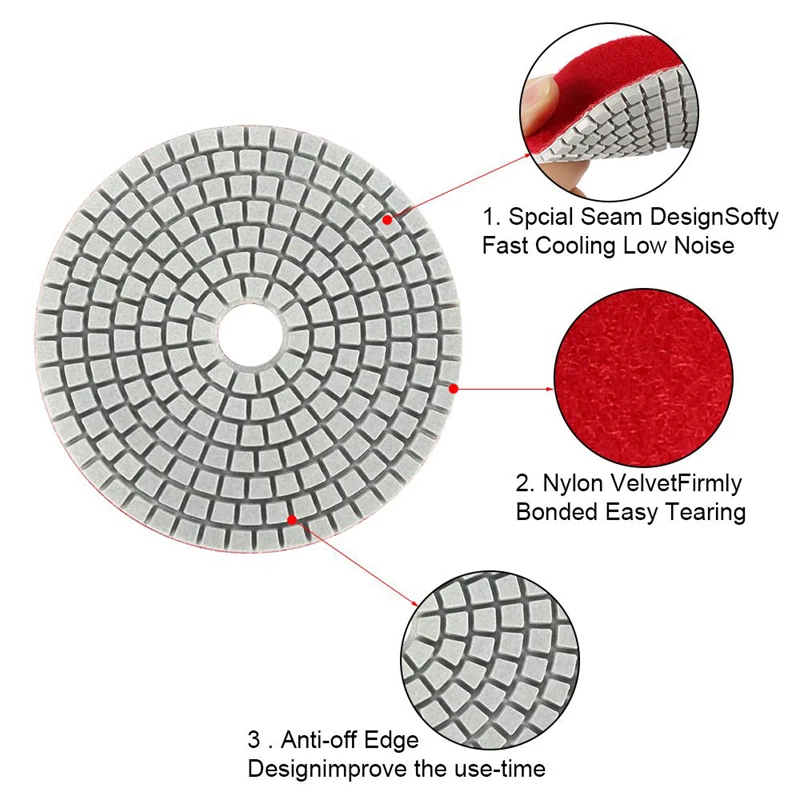 

16Pcs Diamond Polishing Pads Kit 4 Inch Wet/Dry for Granite Stone Concrete Marble Polishing Use Grinding Discs Set