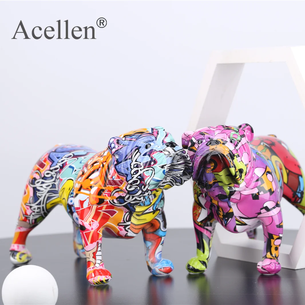 

Creative Colorful Bulldog Figurines Home Decor Modern Art Home Decorations Room Bookshelf TV Cabinet Decor Animal Ornament