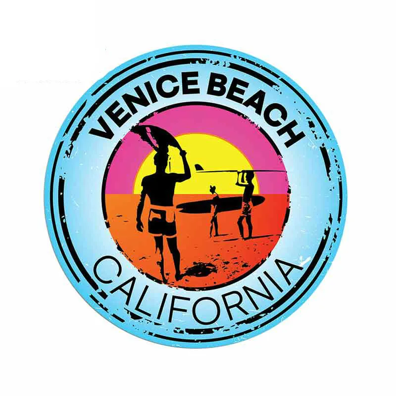 

Funny Car Stickers Venice Beach California Decal Swim Boat Kayak Water Surf Travel Bumper Laptop Suv Auto Accessories KK13*13cm