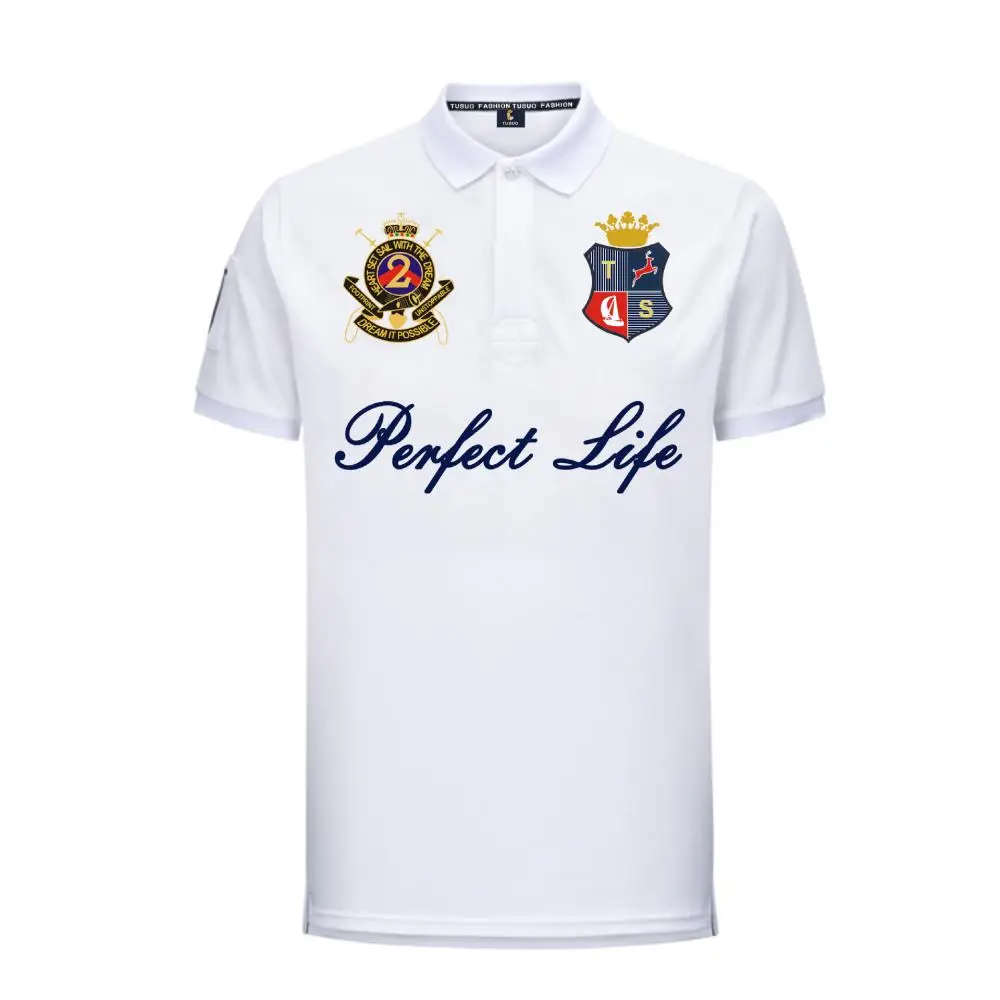 Рубашка поло мужская с коротким рукавом хлопок 100% дышащая футболка вышивкой