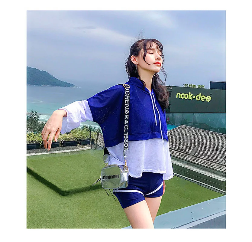 

Swimming For Women Split Swimsuit Sportswear Three Piece Suit Type Boxer Shorts Conservativ Beach Wear Female Hot Spring