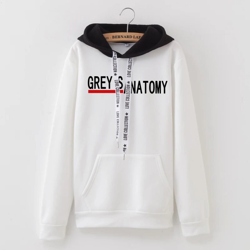 LANSHANQUE толстовки женские осень GREYS Anatomy с буквенным принтом цветная подходящая Футболка Модные Хлопковые женские топы
