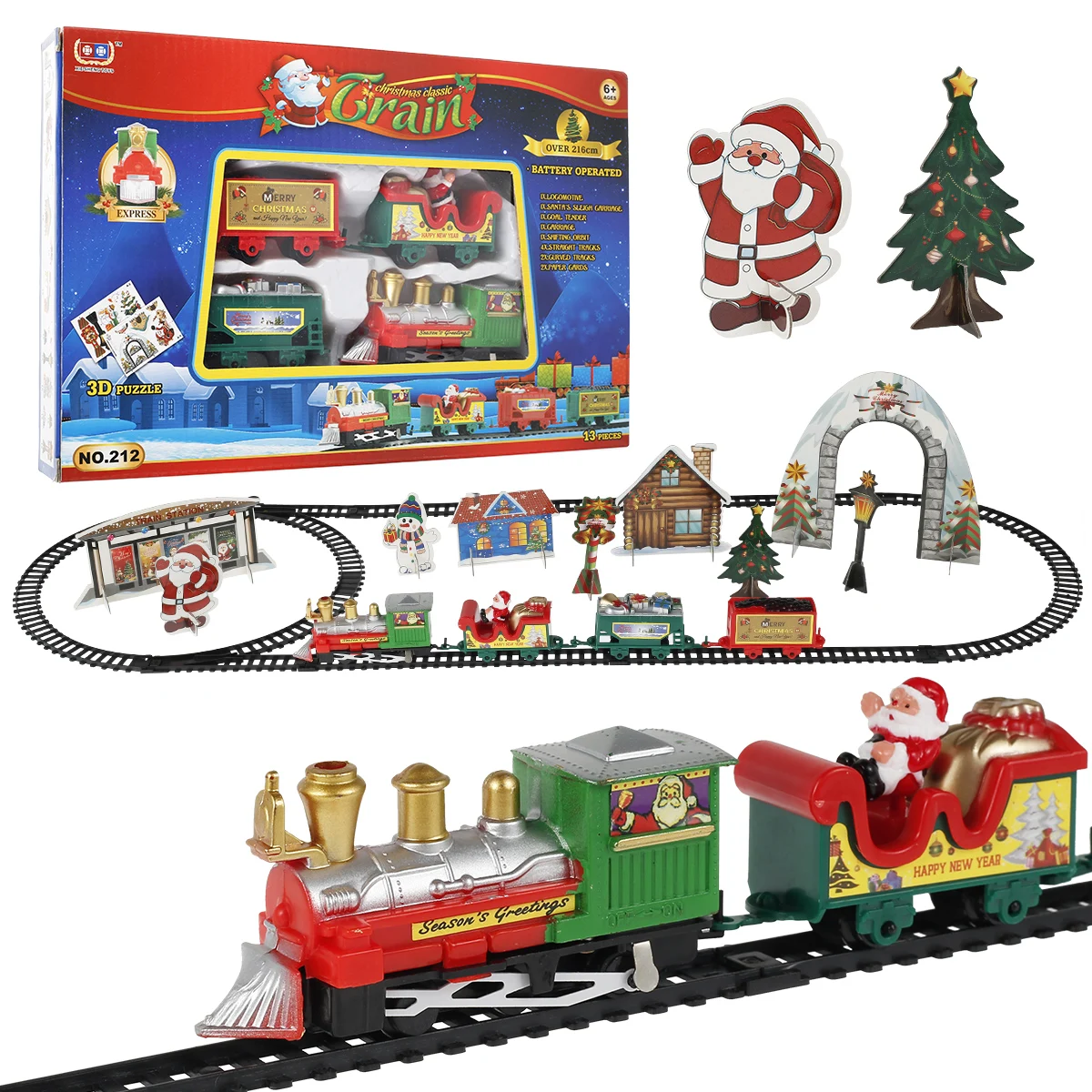 

Kids Train Set Christmas Paty Electri Train Railway Toys Santa Claus Rails Track Car Model Toy Childrens Gift 2021New