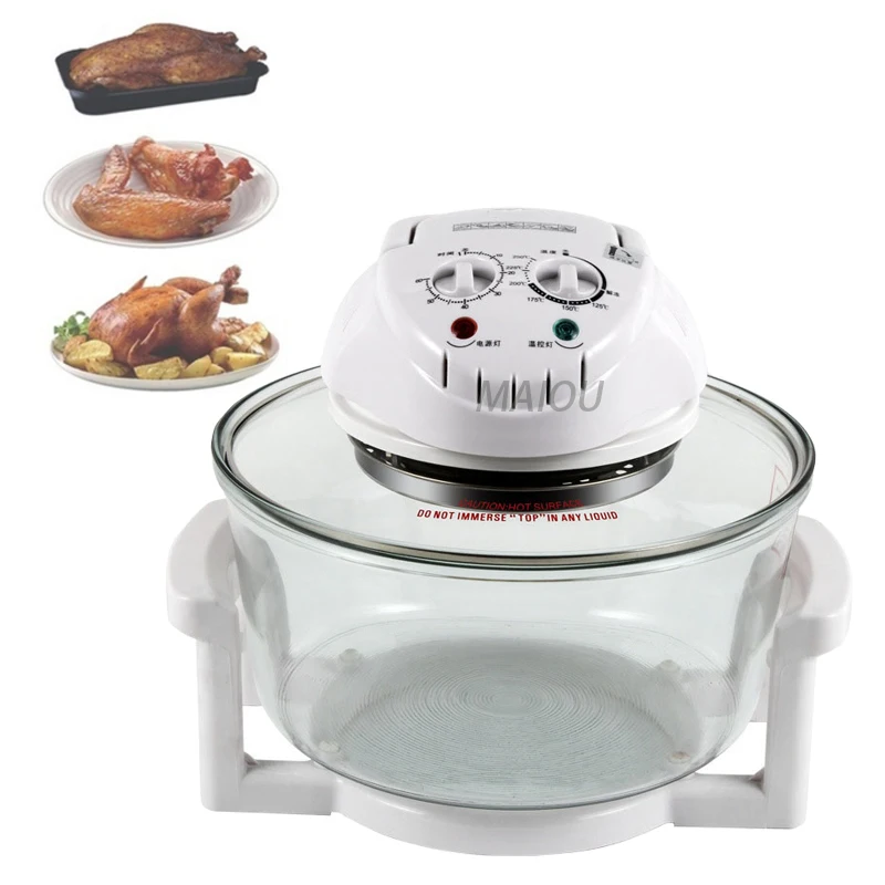 

1200W Home Multifunction Electric Fryer 220V 12L Oil Free Air Fryer Easy Clean Transparent Glass Mechanical Type Lightwave Oven