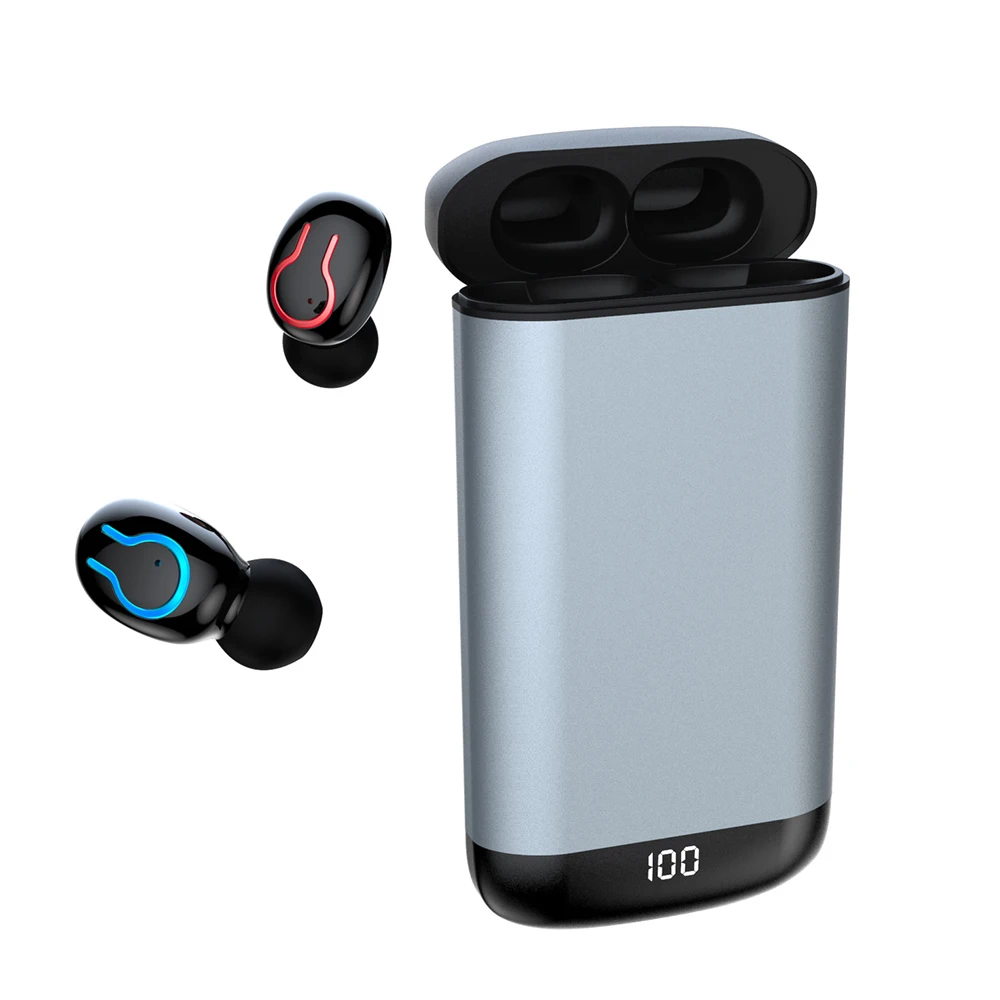 With Retail Box Q66 беспроводные V5.0 Bluetooth наушники спортивная водонепроницаемая гарнитура для Android головной убор с светодиодный дисплей 6000 мАч чехол для зарядки аккумулятора - Цвет: With Retail Box