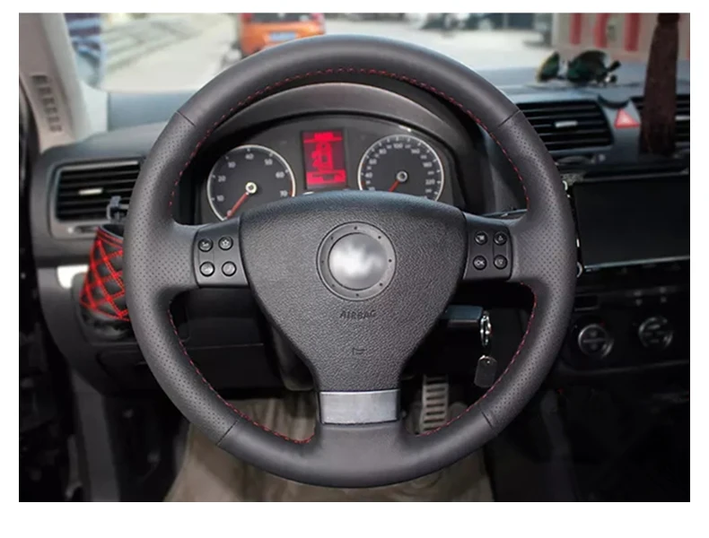 Черный искусственный кожаный чехол рулевого колеса автомобиля для Volkswagen Golf 5 Mk5 VW Passat B6 Jetta 5 Mk5 Tiguan 2007-2011