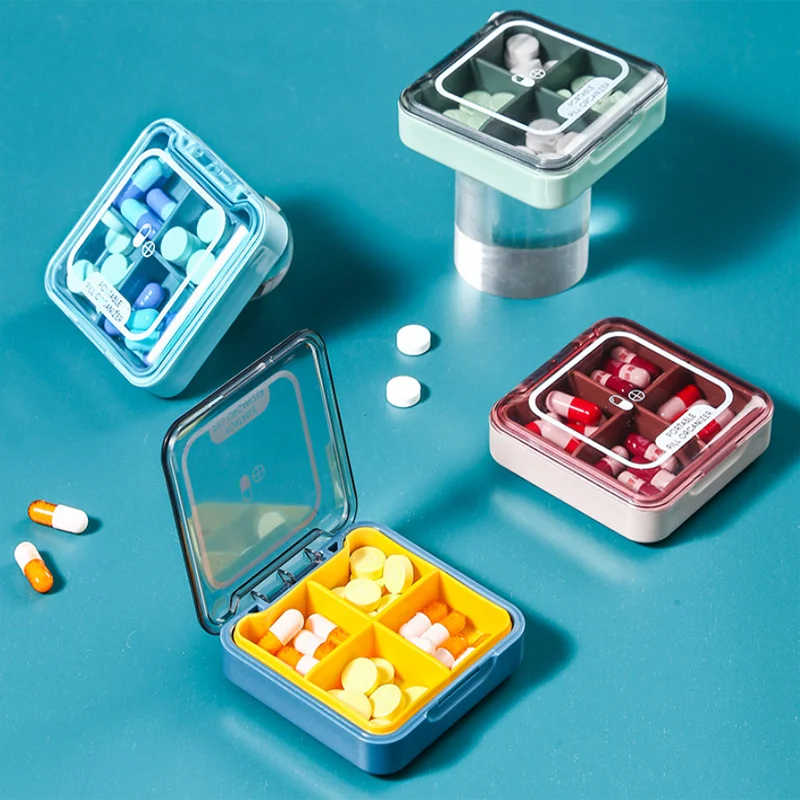 Квадратная портативная мини-коробка для лекарств и таблеток держатель