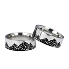 Обручальные кольца мужские, простые черные кольца из нержавеющей стали с изображением гор, ширина 8 мм, хороший подарок для парня