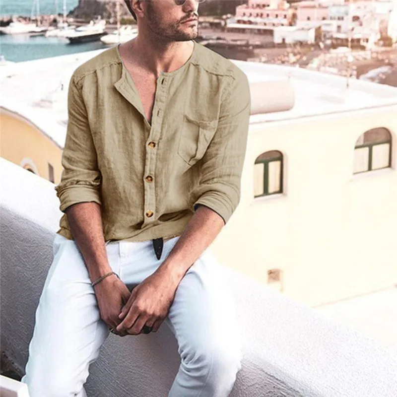 

PADEGAO Mens Breathable Shirt Spring Summer Button Casual Long Sleeve Top Blouse Oversized Sweatshirt Shirt Camisa 4XL PDG542