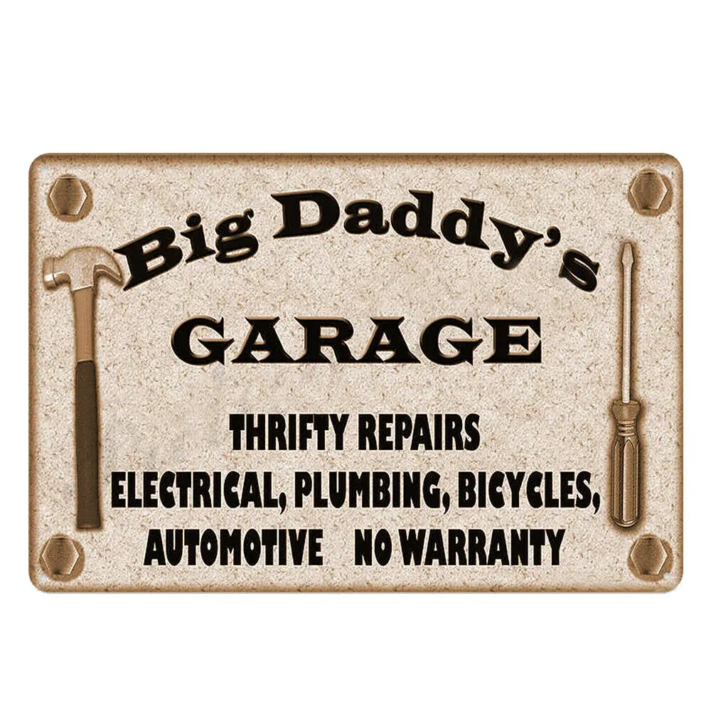 

Metal Tin Sign big daddy's garage Bar Pub Home Vintage Retro Poster Cafe ART
