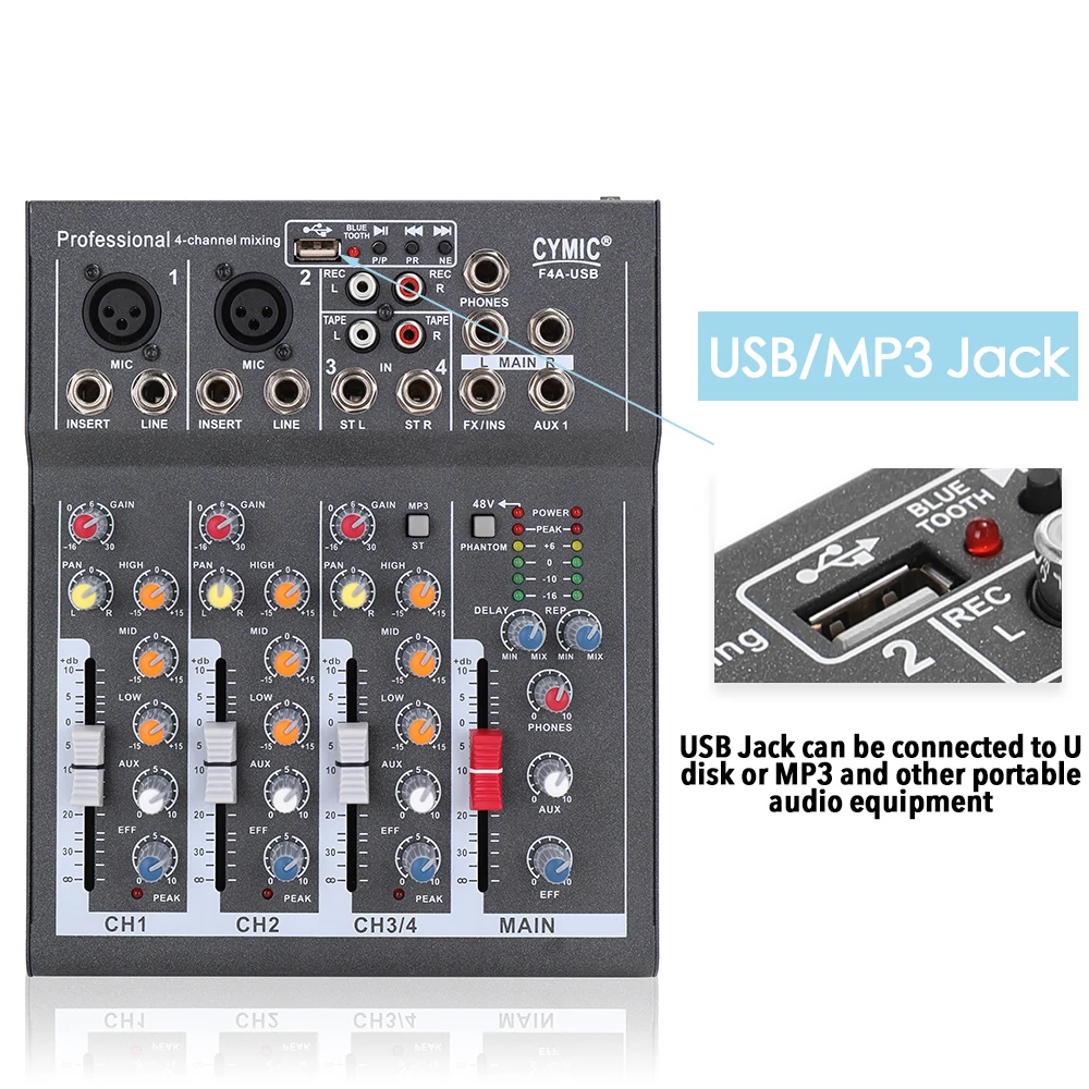 Мини бытовой портативный микшер аудио с USB DJ звук микшерный пульт 48 в усилитель для караоке вечерние аудио микшер midi клавиатура