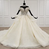 BGW 21927ht Vintage Wedding Dress 2020 Necklace Sweet Off Shoulder Flower Waist Design Ball Gown Wedding Dress Vestido De Noiva