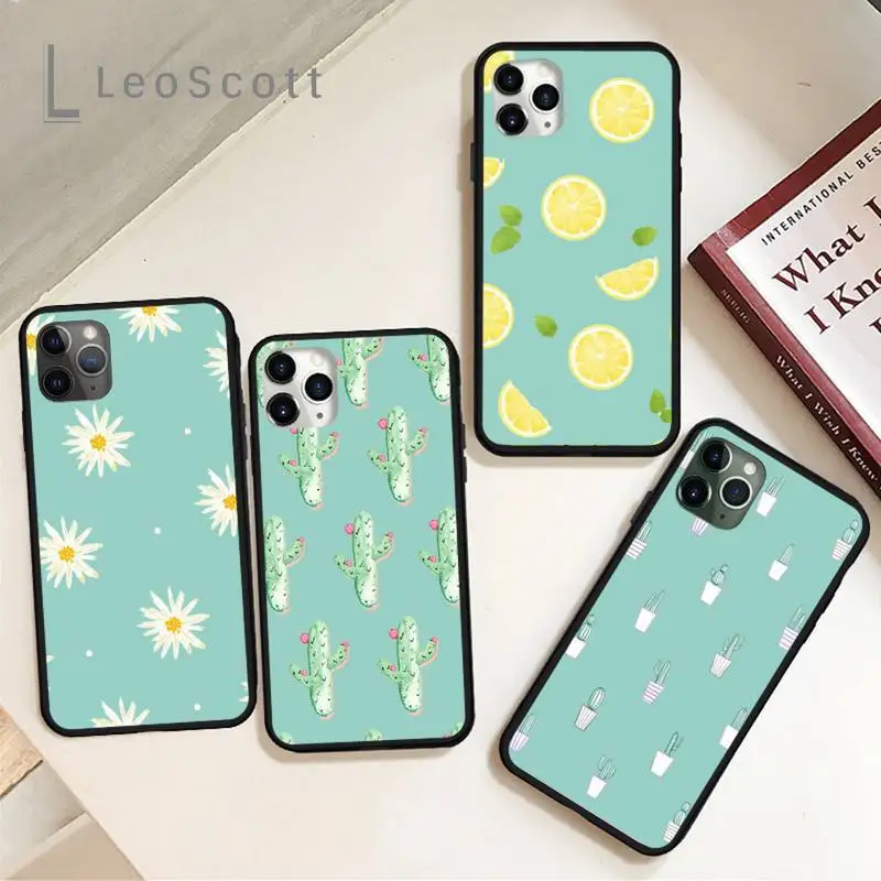 

Cactus Lemon fruit food Phone Cases for iPhone 11 12 pro XS MAX 8 7 6 6S Plus X 5S SE 2020 XR Soft silicone cover funda coque