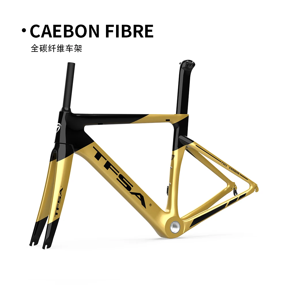 

2021 T1000 Aero Design Chameleon Carbon Road Bike Bicycle Frame Gold Golden Plus Black Double Contrast Color