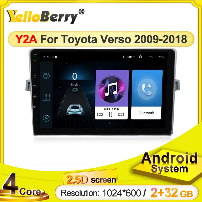 GPS плеер YellowBerry для Toyota verso 2009 2018 мультимедийный видеоплеер с Wi Fi 2DIN|Автомобильные