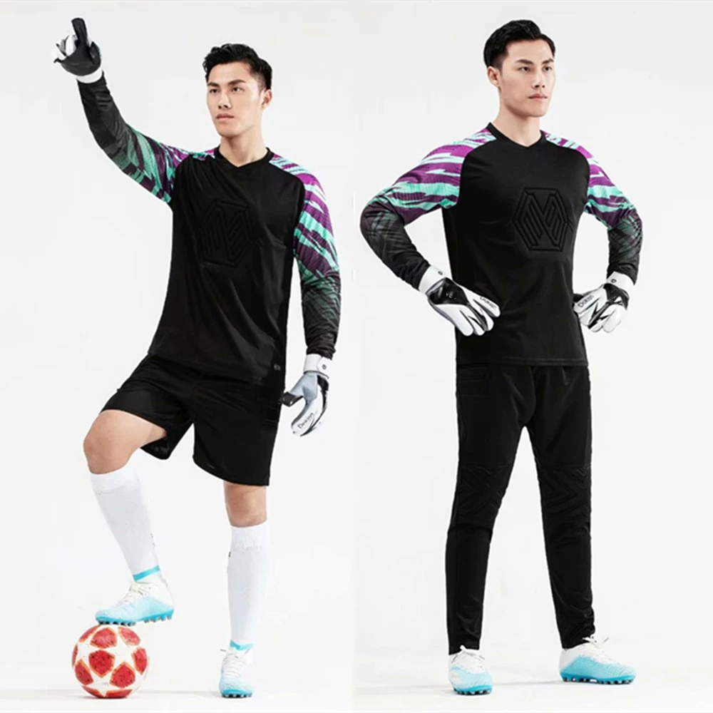 Kids Adult Soccer Goalkeeper Jersey Set Child Women Men Goalie Football Uniform Sponge Protection Goaltender Shirt Pants Shorts | Спорт и
