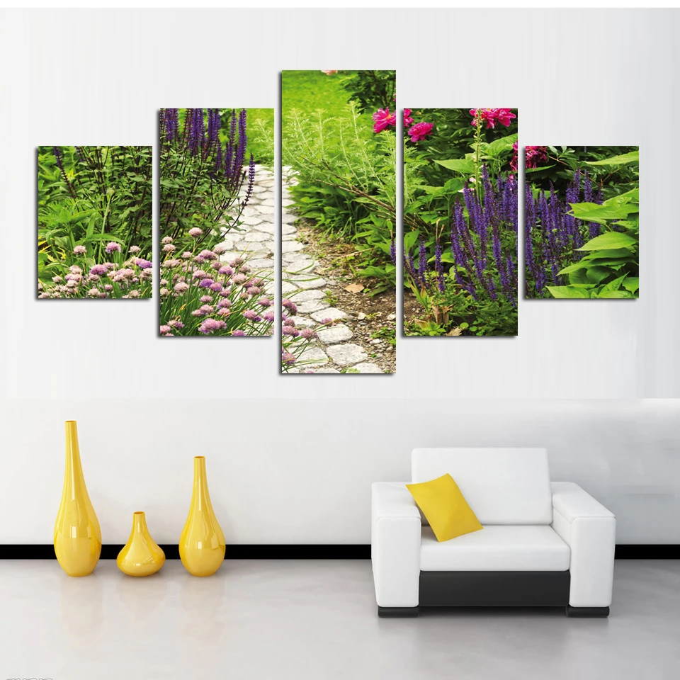 

Canvas HD Prints Home Decor Painting Flower 5 Pieces Wall Art Plant Modular Framework Pictures Bedside Background Artwork Poster