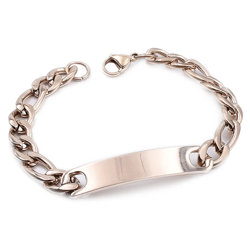 Style2 rosegold21cm9mm Gokadima ID браслет из нержавеющей стали для женщин и мужчин ювелирные изделия Модные цепи манжеты, 4 цвета, оптовые товары, WB001 - Окраска металла: Style2 rosegold21cm9mm