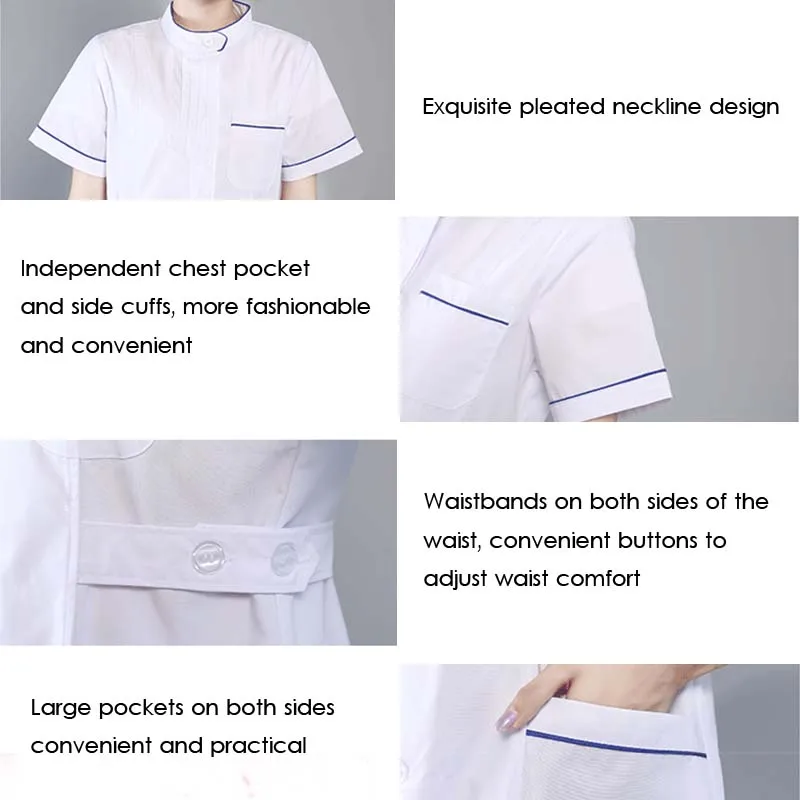 

Spa Scrubs Tops Jacket with Pockets Women Single Breasted Lab Coat Long Sleeve Blouse Student Scientific Scrubs Uniform New