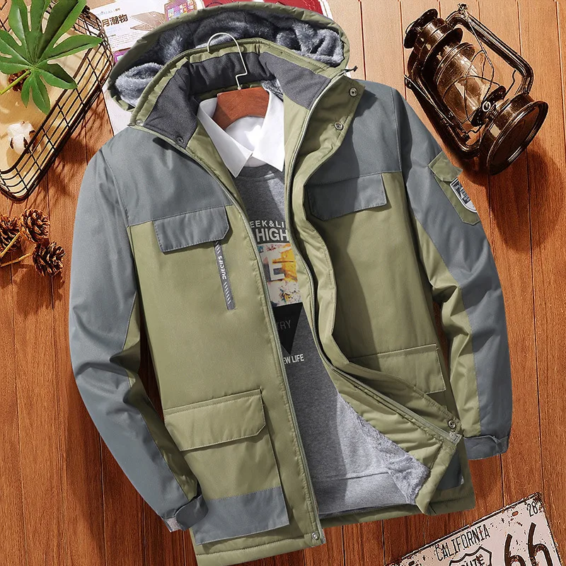 Winter Fleece Military Jackets Men Windproof Waterproof Outwear Parka Mens Windbreaker Warm Raincoat Coat 7XL,8XL, 9XL Overcoat
