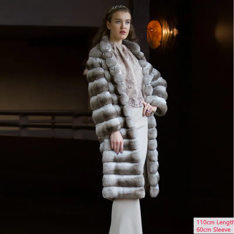 FURSARCAR 2021 Luxury Real Rex Rabbit Fur Coat Winter Women Design Genuine Natural Rabbit Fur Long Jacket Plus Size Outwear