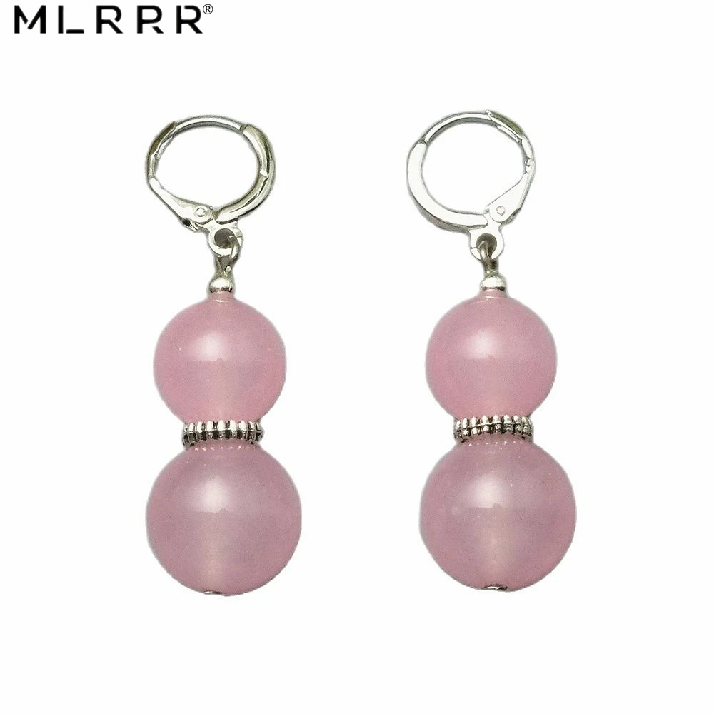 

Vintage Classic Natural Stone Jewelry Beautiful Pink Crystals Beads Pendant Drop Earrings for Women