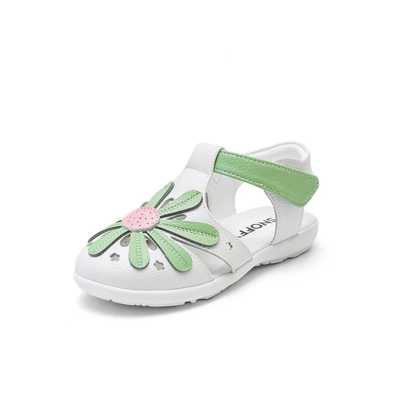 

Children shoes Girls sandals Geniune leather Toddel princess shoes 2021 summer new fashion flowers children sandals Soft Sole