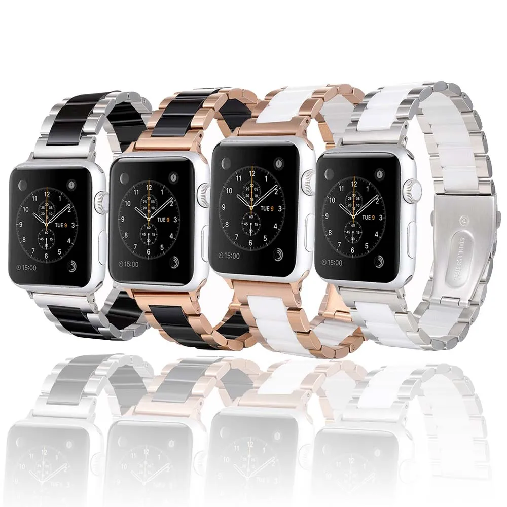 

Ceramic Strap for Apple Watch Band 38mm 42mm 44mm 40mm Stainless Steel Women Men Bracelet for iWatch Watchband 2 3 4 5 6 SE
