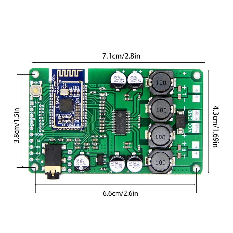 

Bluetooth 5.0 Amplifier Board 20W/30W TWS AUX Support Call Serial Port To Change Name Mono Stereo Module Amplificador