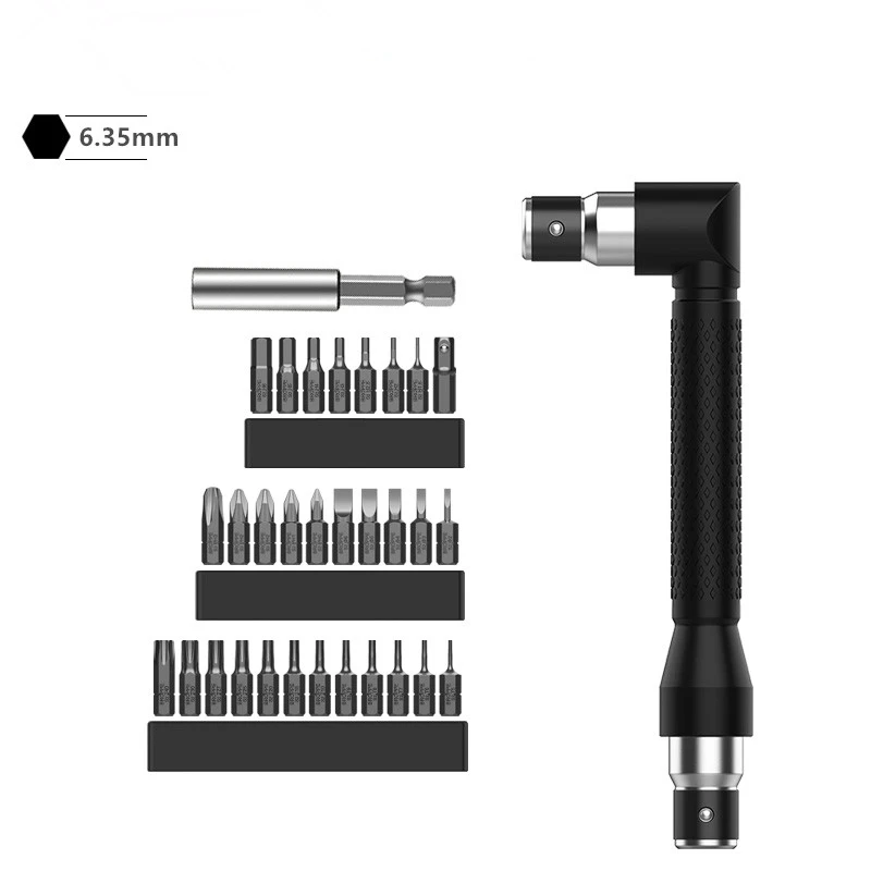 

BROPPE 90 Degree Right Angle Bit Turner Elbow Screwdriver 1/4 Inch S2 Alloy Steel Magnetic Socket Wrench Screwdriver